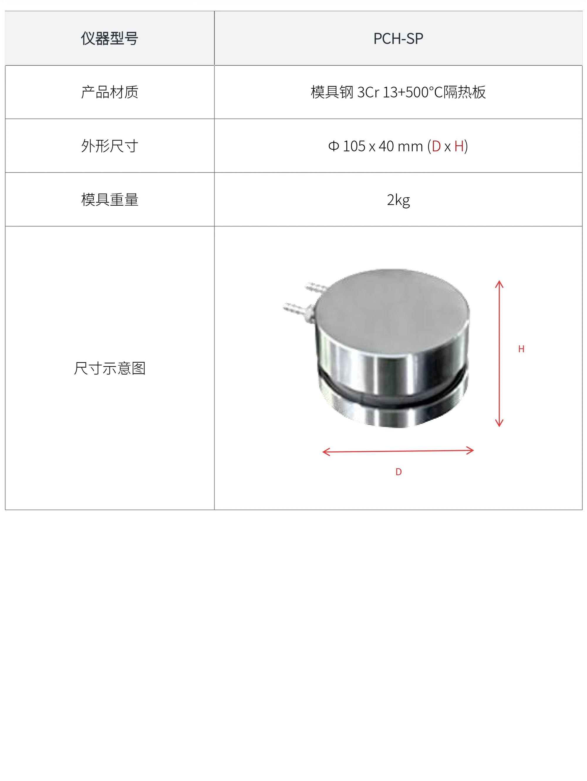 PCH-SP 厂家技术参数表