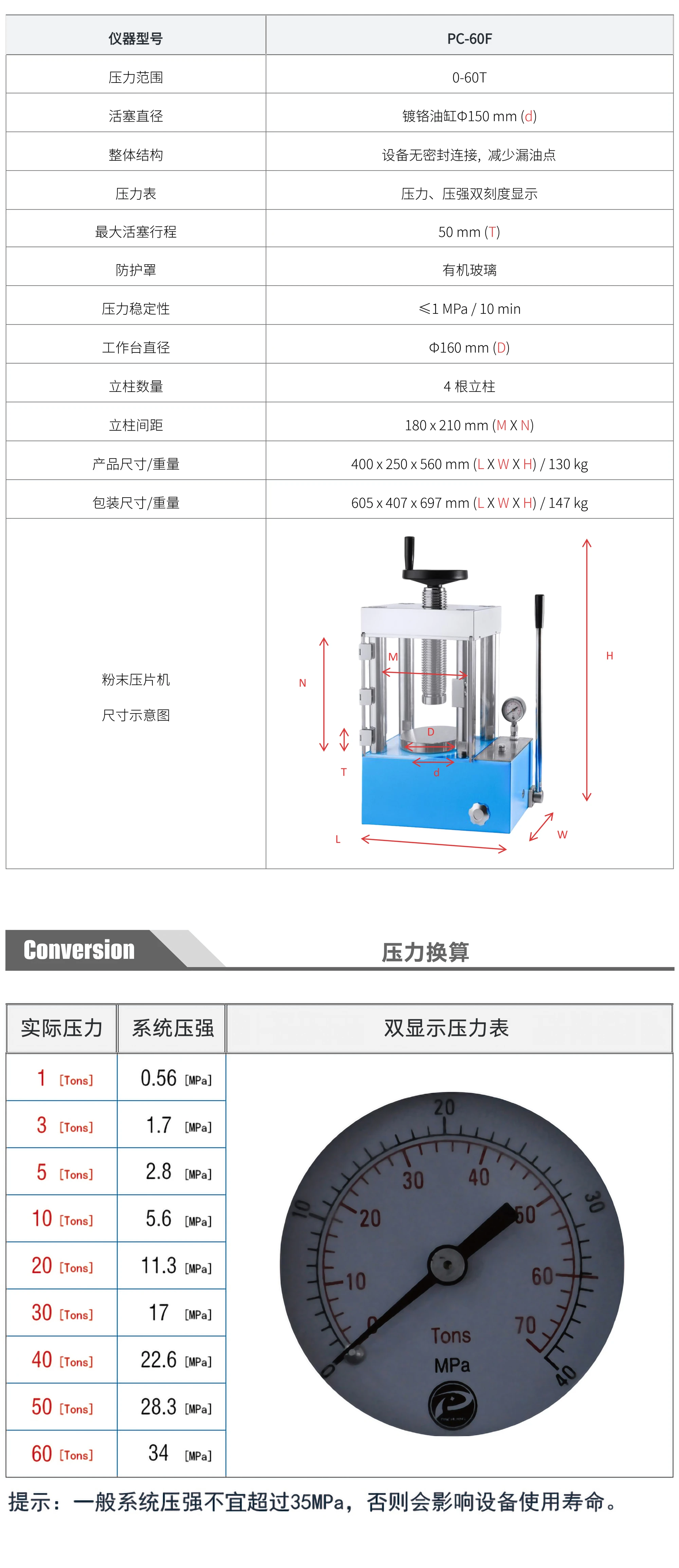PC-60F 厂家技术参数表