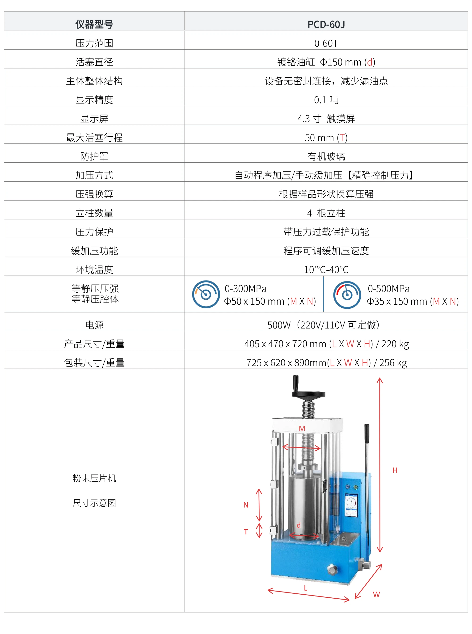 PCD-60J 厂家技术参数表