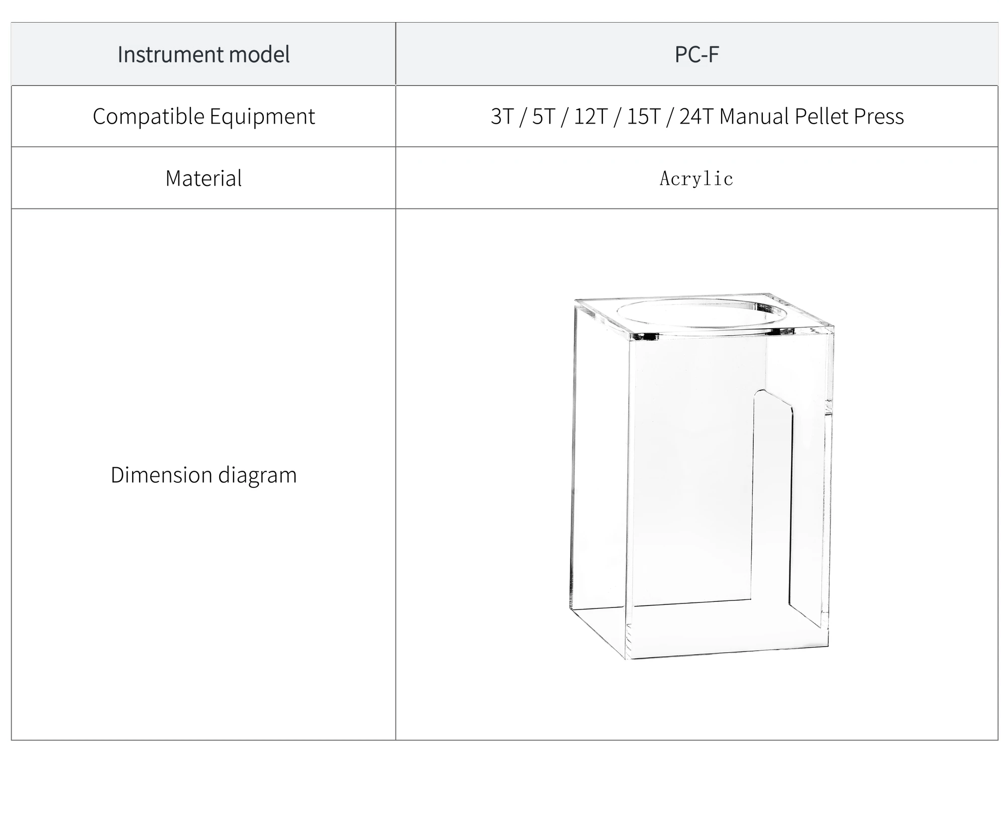 PC-F - manufacturer specification sheet