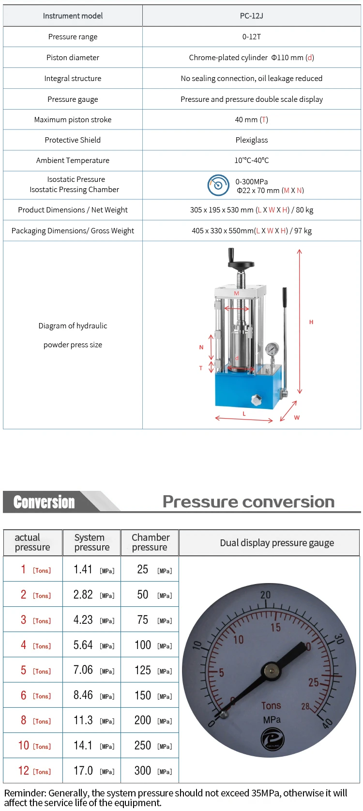 PC-12J - manufacturer specification sheet
