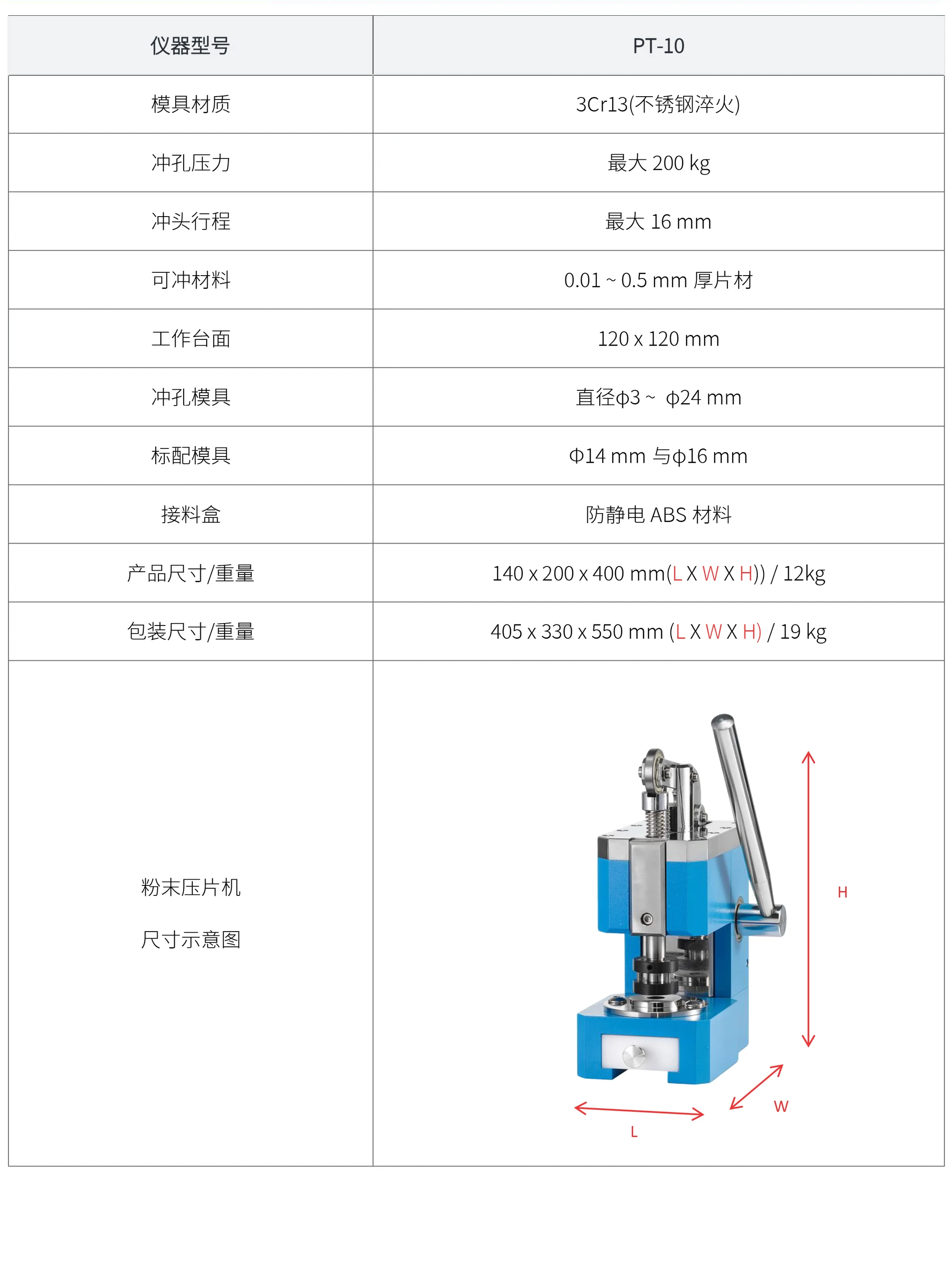 PT-10 厂家技术参数表