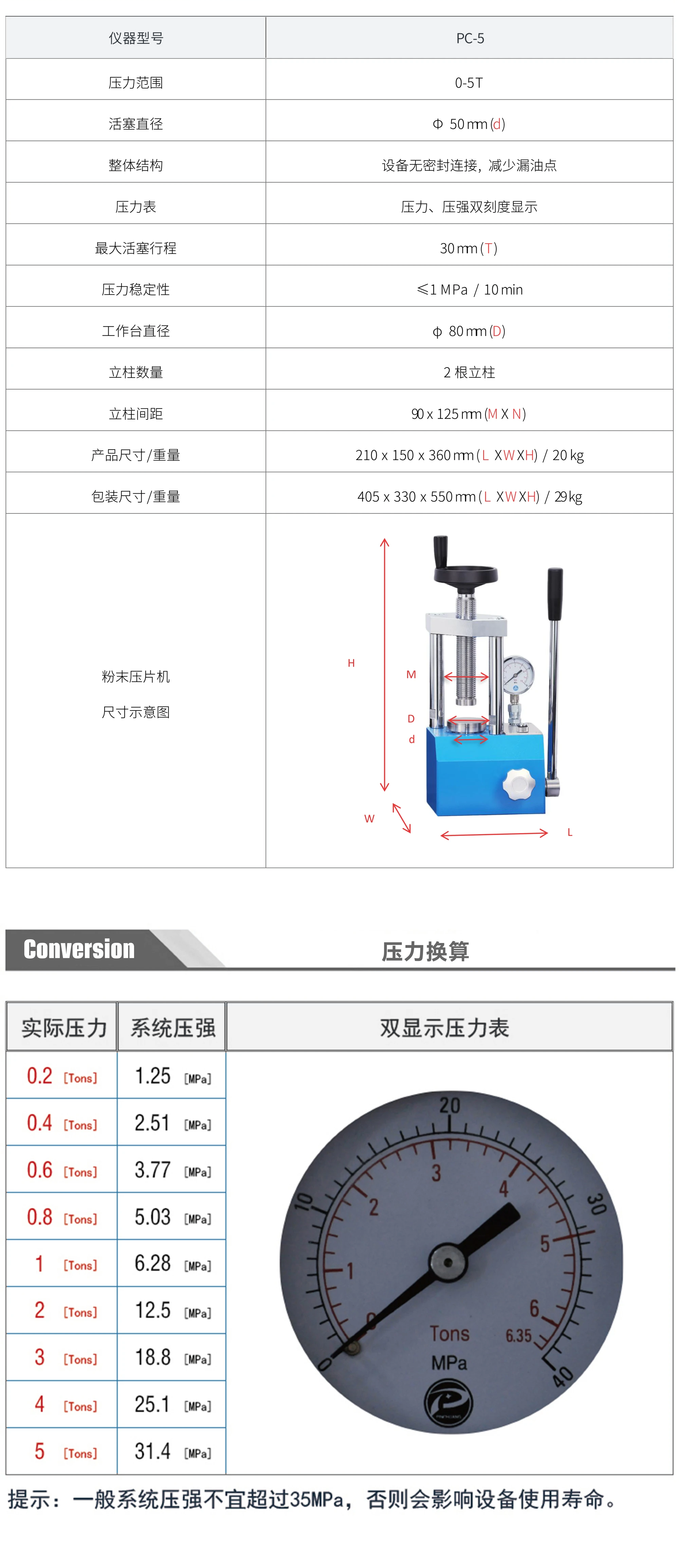 PC-5 厂家技术参数表